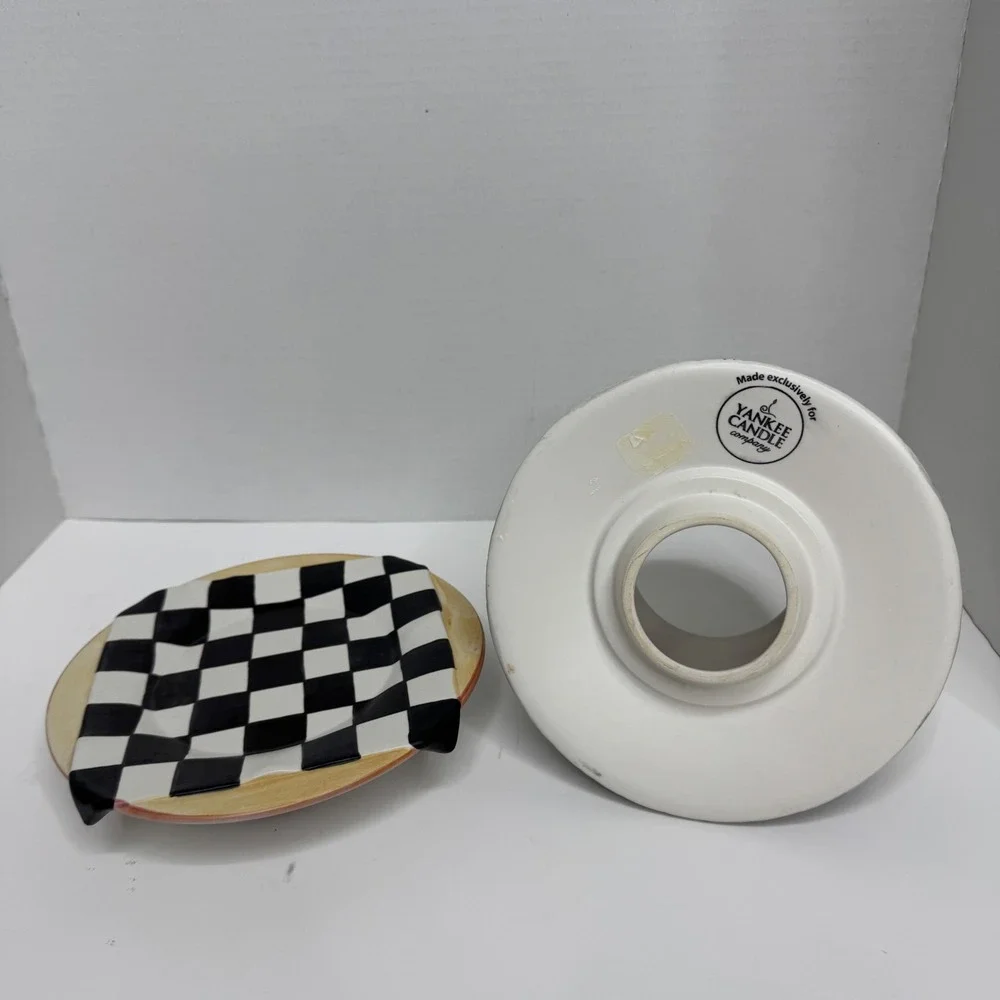 Yankee Candle La Creme French Cafe Bistro Ceramic Jar Shade and Tray Set Multi
